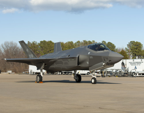 160205-O-ZZ999-919 NAS Patuxent River (February 5, 2016) An Italian Air Force (Aeronautica Militare) F-35A Lightning II aircraft made aviation history as it completed the very first F-35 trans-Atlantic Ocean crossing, arriving at Naval Air Station Patuxent River, Md., from Cameri Air Base, Italy, on Feb. 5 at 2:24 p.m. EST. F-35A aircraft AL-1, the first international jet fully built overseas at the Cameri Final Assembly & Check-Out (FACO) facility at Cameri Air Base, Italy, is also the first F-35 assembled outside of the U.S. to land on U.S. soil.  (U.S. Navy photo courtesy Andy Wolfe/Released)