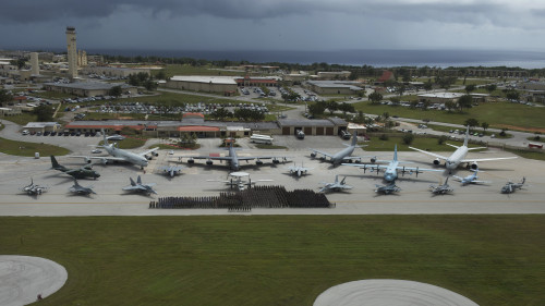 Exercise Cope North 16 participants pose for a group photo, Feb. 10, 2016, Andersen Air Force Base, Guam. Cope North 16 includes nearly 3,000 personnel from six countries and continues the growth of strong, interoperable, and beneficial relationships within the Indo-Asia-Pacific region through integration of airborne and land-based command and control assets. (U.S. Air Force photo by Staff Sgt. Matthew B. Fredericks/Released)