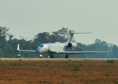 A Gulfstream G550-Airborne Early Warning aircraft, from the Republic of Singapore Air Force, prepares to take off during Exercise Cope Tiger 16, on Korat Royal Thai Air Force Base, Thailand, March 11, 2016. Exercise Cope Tiger is multilateral field training exercise, involving over 1,200 personnel from the U.S., Thailand and Singapore. The purpose of this exercise is to improve readiness and interoperability between three countries and continue the growth of strong relationships within the Asia-Pacific Region. (U.S. Air Force Photo by Tech Sgt. Aaron Oelrich/Released)