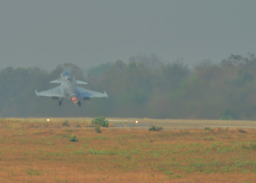 A Royal Thai Air Force JAS 39 Gripen takes off during Exercise Cope Tiger 16, on Korat Royal Thai Air Force Base, Thailand, March 11, 2016. Exercise Cope Tiger 16 includes over 1,200 personnel from three countries and continues the growth of strong, interoperable and beneficial relationships within the Asia-Pacific Region, while demonstrating U.S. capability to project forces strategically in a combined, joint environment. (U.S. Air Force Photo by Tech Sgt. Aaron Oelrich/Released)