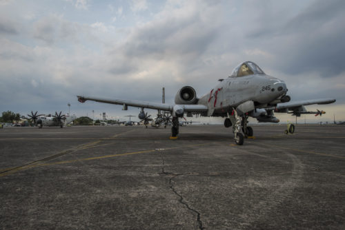 A U.S. Air Force A-10C Thunderbolt II, with the 51st Fighter Wing, Osan Air Base, Republic of Korea, sits on the flight line of Clark Air Base, Philippines, April 16, 2016, after having flown missions in support of Exercise Balikatan 16. The A-10Cs stayed supporting a newly stood up Air Contingent in the Indo-Asia-Pacific region. The contingent provides opportunities to expand cooperation and interoperability with Philippine counterparts and reassure partners and allies of the United States' commitment in the region. The five A-10Cs were joined by three HH-60G Pavehawks and approximately 200 Pacific Air Forces personnel including aircrew, maintainers, logistics and support personnel. (U.S. Air Force photo by Staff Sgt. Benjamin W. Stratton)