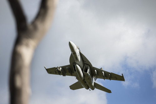 A US Navy VFA-115 F/A-18E Super Hornet flies over Townsville Field Training Area during Exercise Black Dagger.[/caption]

[caption id=