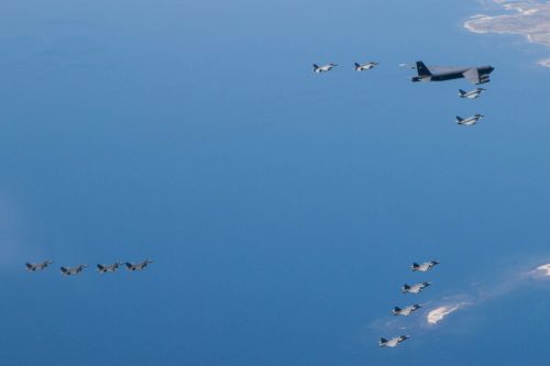 160609-F-ZZ999-006 BALTIC SEA (June 9, 2016) A United States Air Force ‪‎B52‬ Stratofortress leads a formation of aircraft including two Polish air force ‪‎F16‬ Fighting Falcons, four U.S. Air Force F16 Fighting Falcons, two German ‪‎Eurofighter‬ ‎Typhoons and four ‪‎Swedish‬ ‎Gripens over the Baltic Sea, June 9, 2016. (U.S. Air Force photo/Released)
