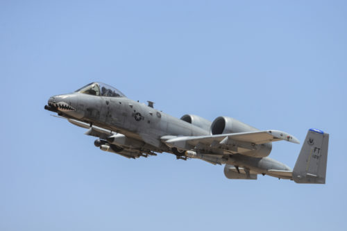 An A-10C Thunderbolt II assigned to the 23rd Fighter Group, Moody AFB, Ga., performs a flying maneuver during the 2016 Hawgsmoke competition at Barry M. Goldwater Range, Ariz., June 2, 2016. The first Hawgsmoke competition began in 2002 where A-10 units across the globe competed in ground attacks and target destruction. (U.S. Air Force photo by Airman 1st Class Mya M. Crosby/Released)