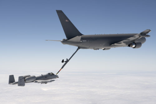 KC-46 refuels A-10 during Milestone C test