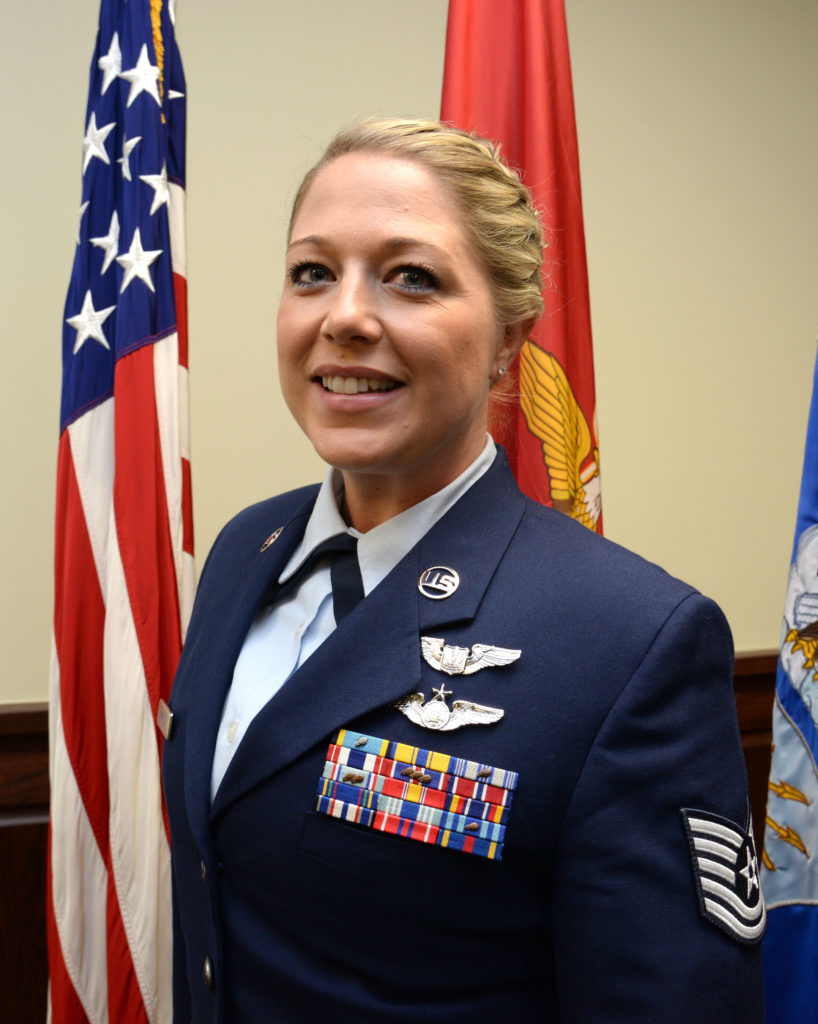 Tech. Sgt. Courtne, the first female enlisted pilot for the U.S. Air