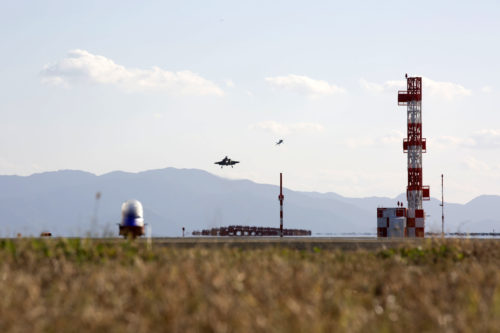 U.S. Marine Corps F-35B Lightning II aircraft with Marine Fighter Attack Squadron (VMFA) 121 prepare to land at Marine Corps Air Station (MCAS) Iwakuni, Japan, Nov. 9, 2017. The remaining aircraft represent the last installment of F-35B Lightning IIs assigned to VMFA-121. The F-35B Lightning II is a fifth-generation fighter, which is the world’s first operational supersonic short takeoff and vertical landing aircraft. The F-35B brings strategic agility, operational flexibility and tactical supremacy to III MEF with a mission radius greater than that of the F/A-18 Hornet and AV-8B Harrier II in support of the U.S. – Japan alliance.  (U.S. Marine Corps photo/video by Sgt. N.W. Huertas)