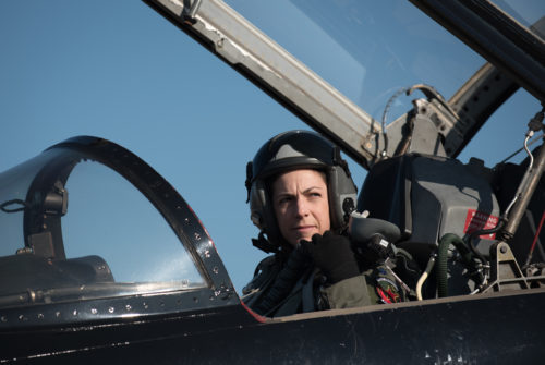 U.S Air Force Lt. Col. Cheryl Buehn, 71st Fighter Training Squadron T-38A Talon instructor pilot, prepares for takeoff at Joint Base Langley-Eustis, Virginia, March 13, 2018. Buehn commissioned through the U.S Air Force Academy and, while there, she was selected to train in the Euro-NATO Joint-Jet Pilot Training Program. (U.S. Air Force Photo by Tech. Sgt. Natasha Stannard)