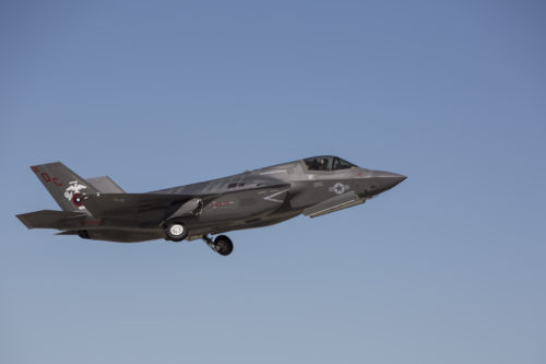 The Commanding Officer of Marine Fighter Attack Squadron 122 (VMFA-122), Lt. Col. John P. Price, conducts VMFA-122's first flight operations in an F-35B Lightning II on Marine Corps Air Station (MCAS) Yuma, Ariz., March 29, 2018. VMFA-122 is conducting the flight operations for the first time as an F-35 squadron. (U.S. Marine Corps photo by Sgt. Allison Lotz)