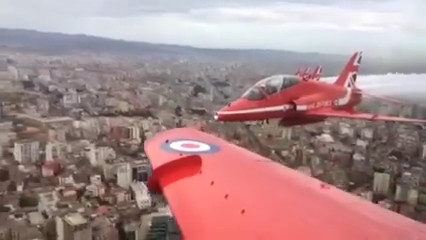 Red Arrows flypast over Albania