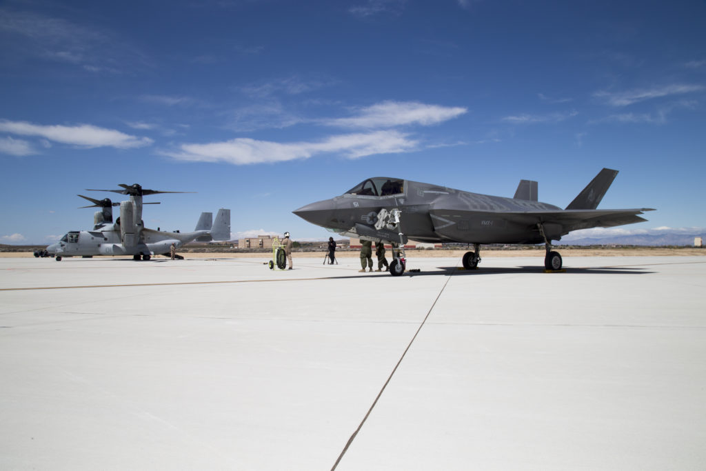 MV-22B refuels the F-35B on the ground, air-to-air refueling next – Alert 5