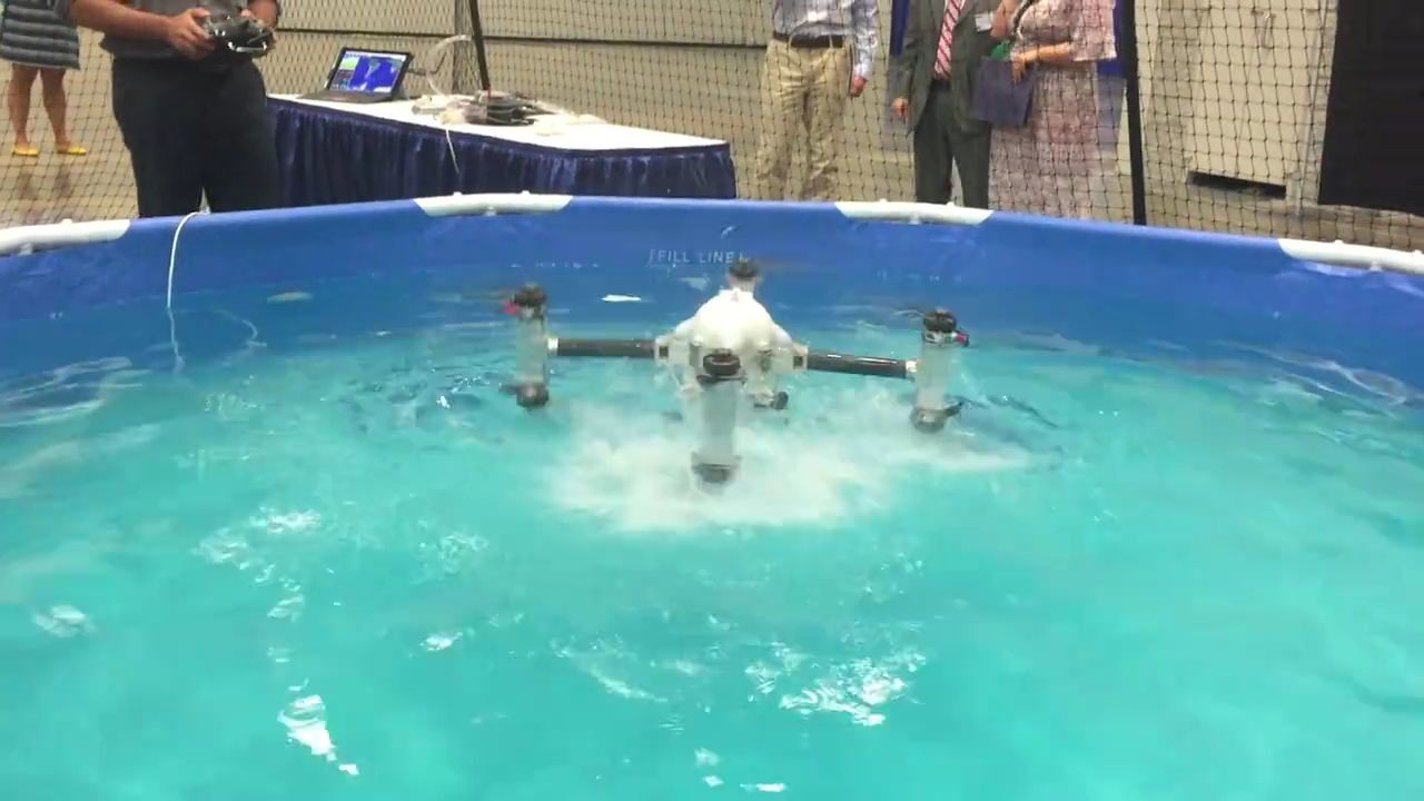 Watch this drone leaping out of the water and diving back in again