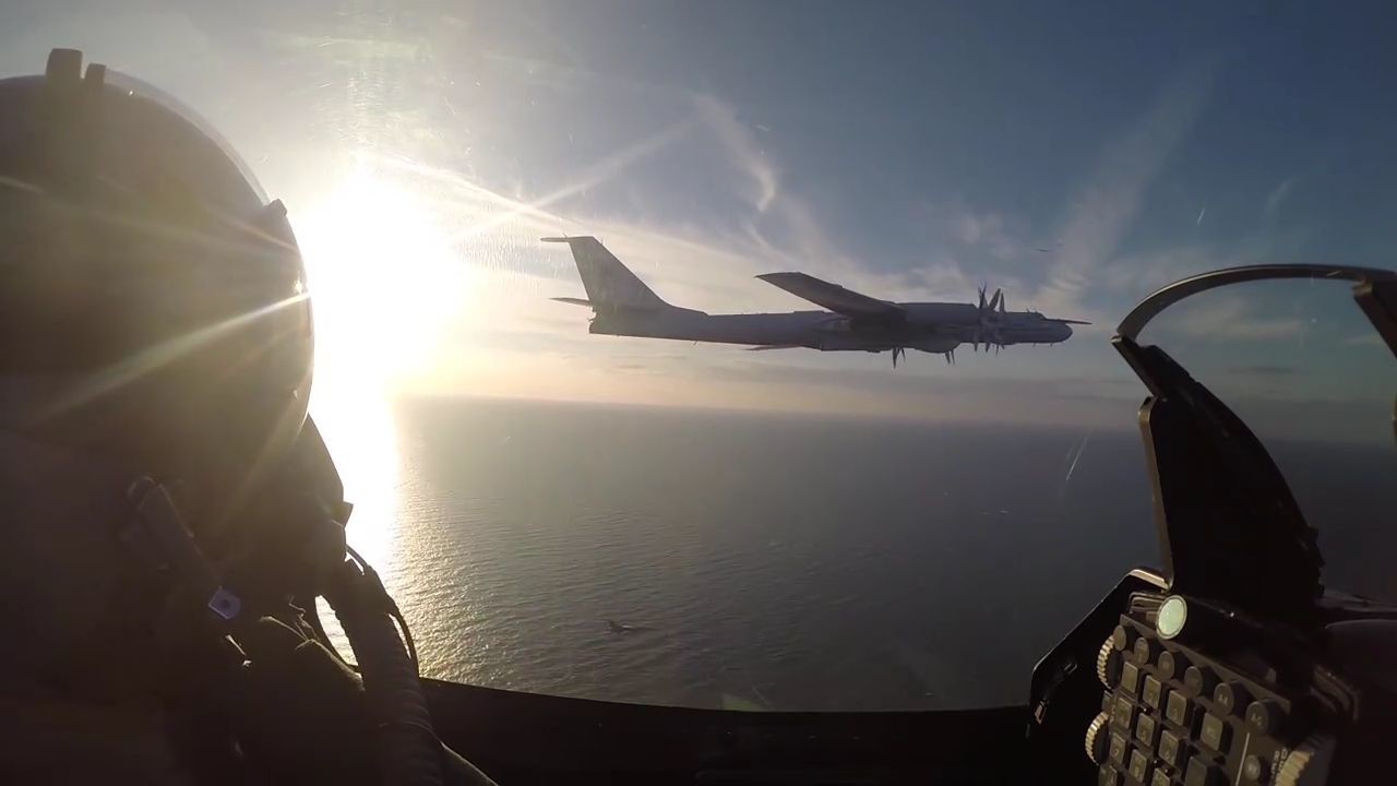 Danish F-16 intercepting Russian Bear