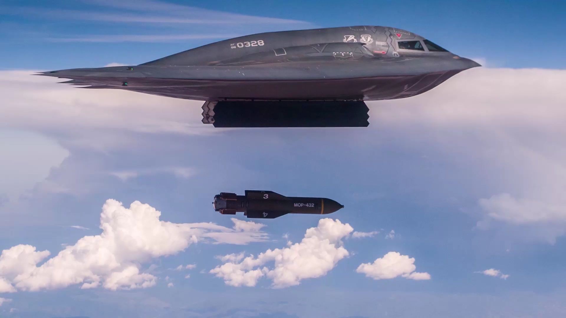 USAF has just release a video of B-2 dropping the GBU-57A/B Massive Ordnance Penetrator