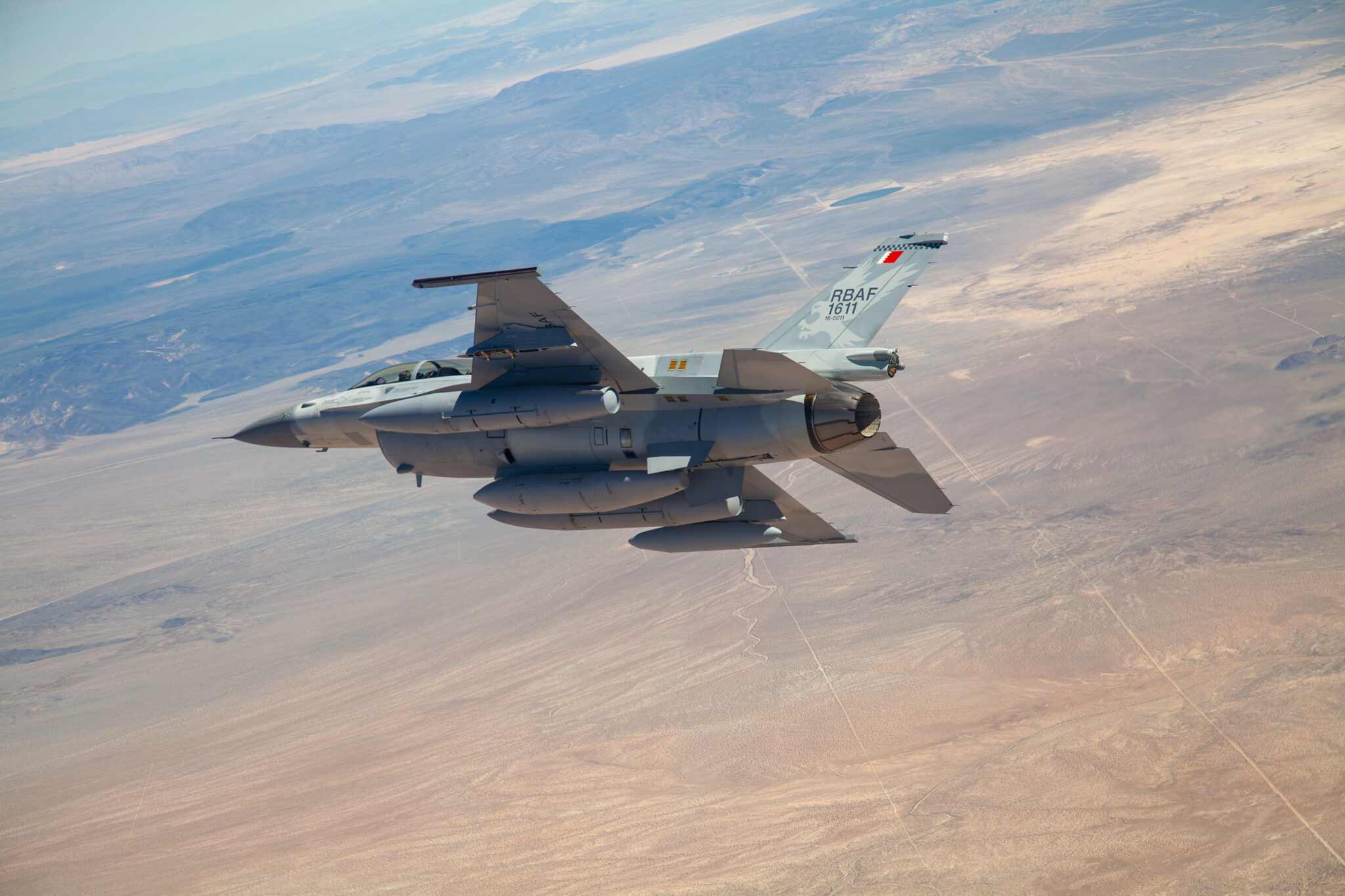 Royal Bahraini Air Force F-16 Block 70 arrives in Edwards AFB for test ...